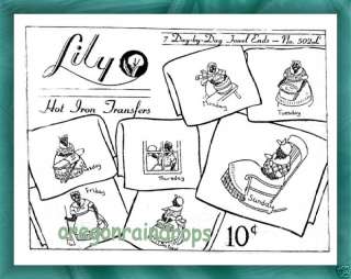 Mammy Embroidery Kitchen Towel Transfers by Lily   OLD  