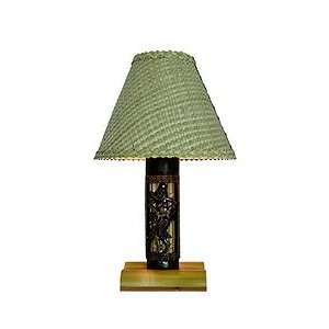  Bamboo Lamp w/ Lauhala Shade   Hula Girl