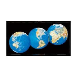  One World Wall Chart with Three Global Views, Laminated 
