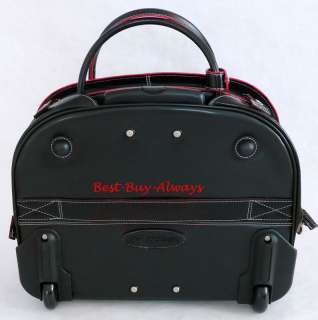McKlein Italian Leather Wheeled Rolling Laptop Case/Bag BLACK 