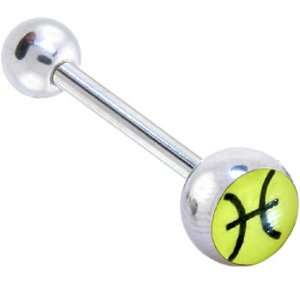  Zodiac Sign Pisces Sign Logo Barbell Tongue Ring Jewelry