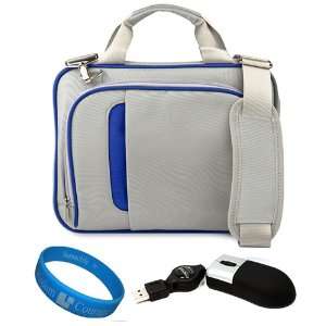 Silver / Blue Executive Carrying Case with Removable Shoulder Strap 