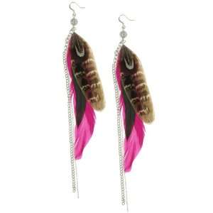  Capelli New York Linear Feather & Chain Fish Hook Earring 