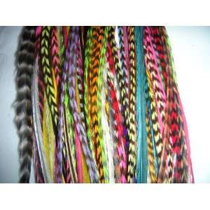    100 Feather Mania Multi Grizzly and Solid Color Feather Mix Beauty