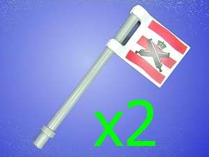New Lego Cannon Picture Pirate Flags with Gray Pole  
