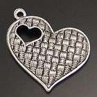 Antique silver necklace heart pendant charm