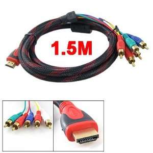  Gino 1.5M HDMI Type A Male to 5 RCA Male Plug Extension 