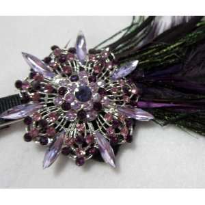   NEW Purple Ostrich Feather Hair Clip with BLING, Limited. Beauty