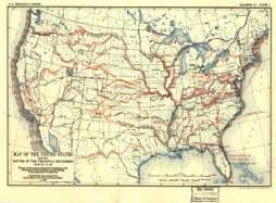 1907 Map United States w/ routes of explorers 1501 1844  