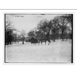  Newswire Photo (L) Horse drawn sleigh in Central Park 