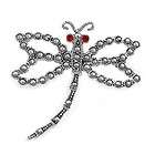 Brooch Dragonfly Marcasite 925 Sterling Silver Ruby Gem Pin GIFT BOX
