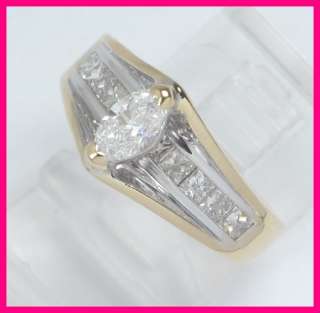 14kyg Floating Marquise & Princess Diamond Wedding Ring 1.55ct