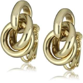 Anne Klein Gold Tone Knot Clip Earrings   designer shoes, handbags 