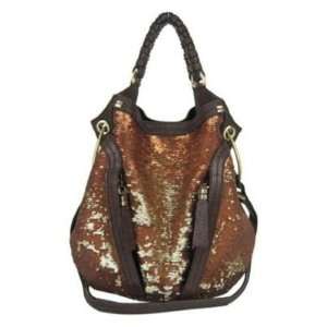 New wTags Authentic Oryany Bronze Brown Gwen Sequin Convertible Tote 