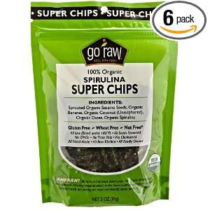 Go Raw Freeland Super Chips, Spirulina, 3 Ounce Bags (Pack of 6)