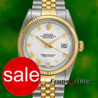 Rolex Mens Datejust 18K/SS Gold & Steel White Roman Two Tone Jubilee 