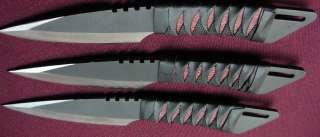 SET OF 3 RED DEMON TACTICAL THROWING KNIVES  
