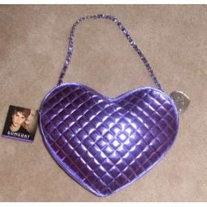  JUSTIN BIEBER SOMEDAY Purple Metallic Heart Shoulder Bag 
