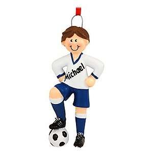 Personalized Brunette Soccer Boy Ornament
