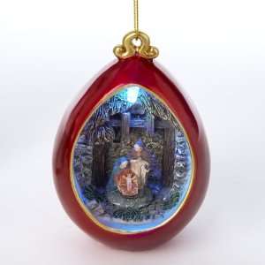 LED Lighted Color Changing Holy Family Nativity Scene Christmas Ball 