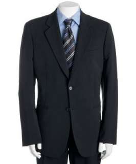 Armani  Giorgio Armani navy herringbone stripe stretch 2 button suit 