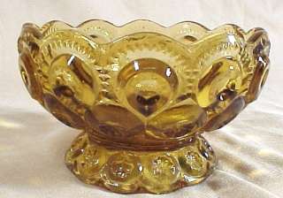 LE Smith Moon Stars Amber Glass Small Footed Bowl Dish  