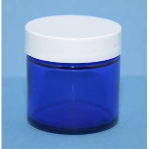   Oz Cobalt Blue Glass Cosmetic Glass Jar with Plastic Lid (12) Beauty