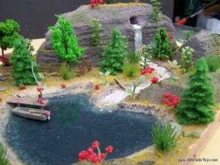 HO Country Pond w/Figures & Camper Diorama Lot Built  