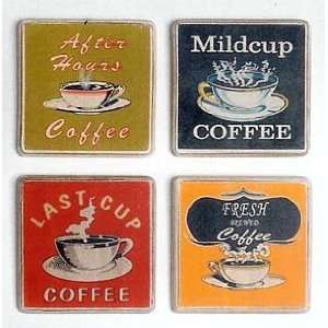  Set of 4 Retro Coffee Wood Plaques JAVA TIME Perfect 