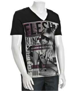 Casualties of Summer black cotton Flesh magazine print v neck t 