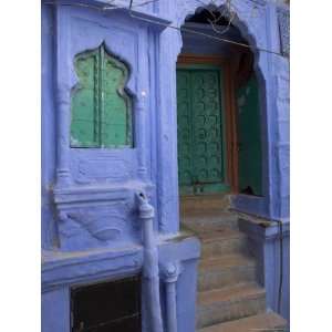  Entrance Porch and Window of Blue Painted Haveli, Old City, Jodhpur 