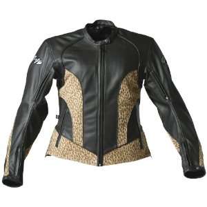 Joe Rocket Trixie Ladies Leather Motorcycle Jacket Black/Leopard/Black 