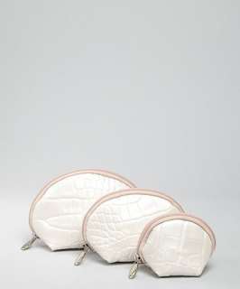 Furla white embossed leather Matrioska 3 in 1 cosmetics bag