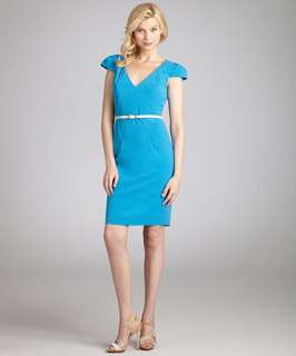 Single turquoise stretch Leyla cap sleeve dress