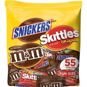 Fun Size Halloween Mix Variety Pack (M&Ms, Snickers and Skittles), 55 