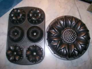 Lot of 2 Nordic Ware Cake Pans, Mini bundt cakes and 1 Sunflower cake 