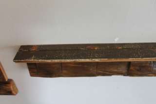   hand hewn rustic log shelf wainscotting top, reclaimed barn wood 1800