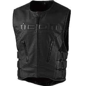   Leather Sportsbike Motorcycle Vest   Black / Large/X Large Automotive