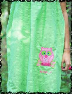 Vintage 70s Polka Dot Smocked Embroidered Owl Sun Dress  