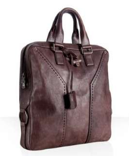 Yves Saint Laurent deep brown leather Muse tall zip tote   