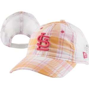 St. Louis Cardinals Girls Pink New Era Plaid Patty Adjustable Trucker 