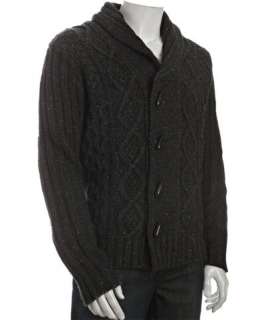 Projek Raw dark charcoal wool blend cable knit toggle cardigan sweater