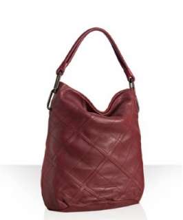 Sondra Roberts red stitched leather Reese bucket bag   up to 