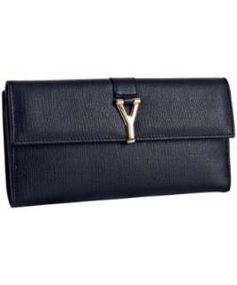 Yves Saint Laurent marine leather Y Cone continental wallet 