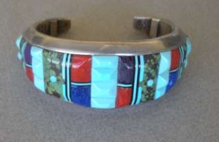 Zuni artist Lloyd Tsalabutie bracelet w/carved stones  