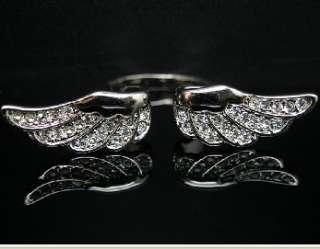 Angel Wing Ring GOLD GF Swarovski Crystal Size 8 R218  