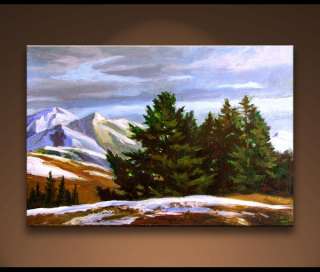 Trees Hillside Oregon Winter Landscape Painting Bechler  