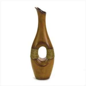    DECORATIVE ROPE TRIM VASE MODERN WOOD FINISHED