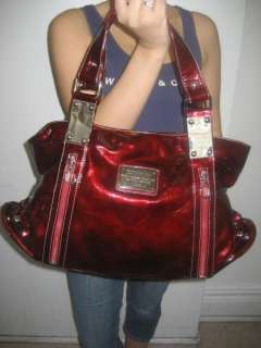 patent BAG shiny HANDBAG PURSE BIG dark red zipper burgundy women 