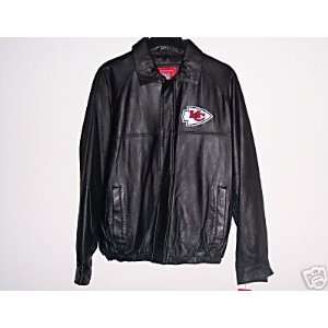  Kansas City Leather Jacket Black Large with KC Chiefs NFL 